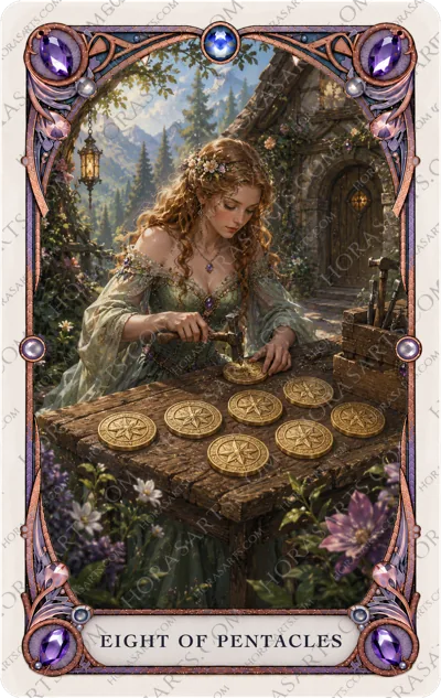 ไพ่ Eight of Pentacles