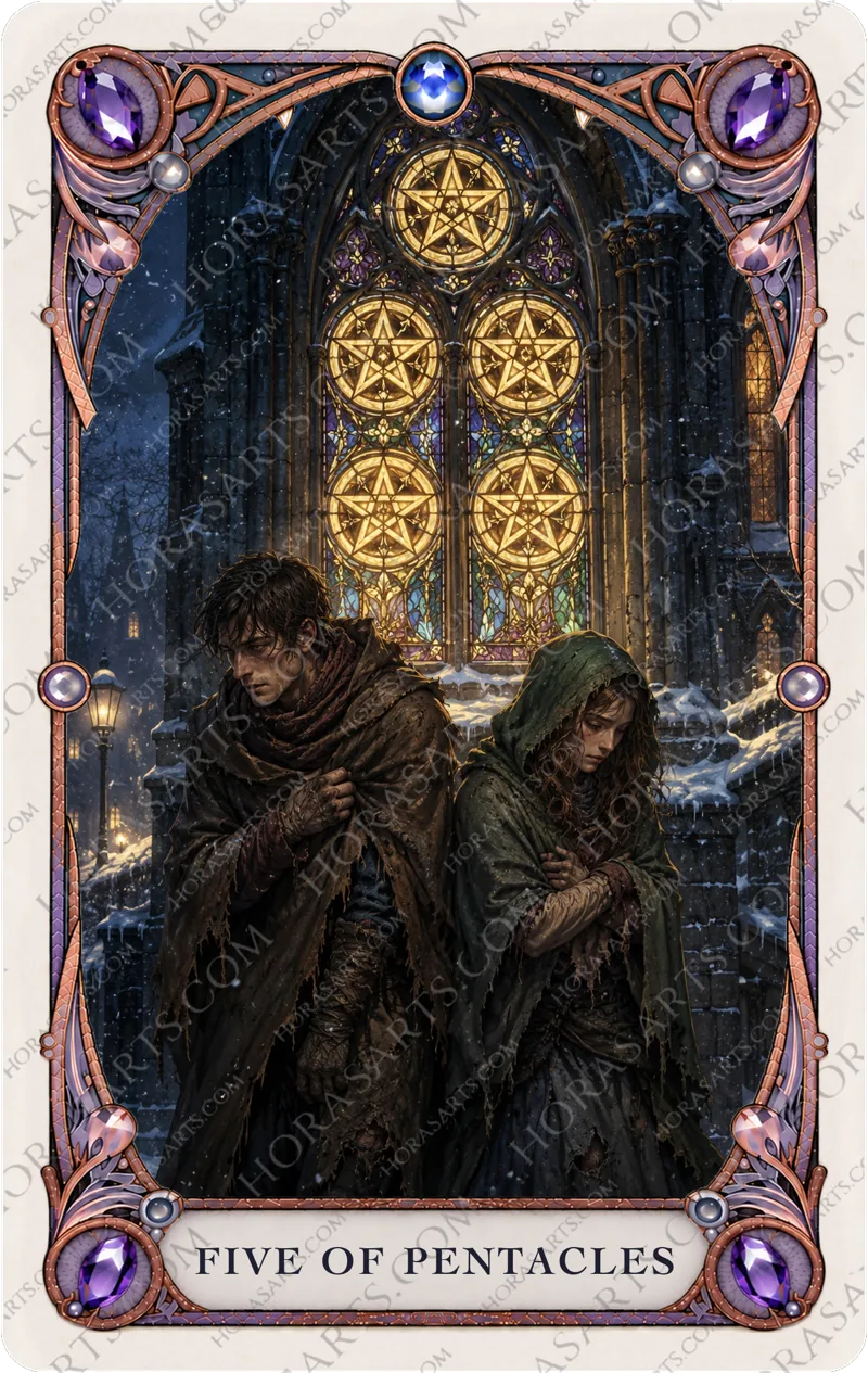ไพ่ Five of Pentacles