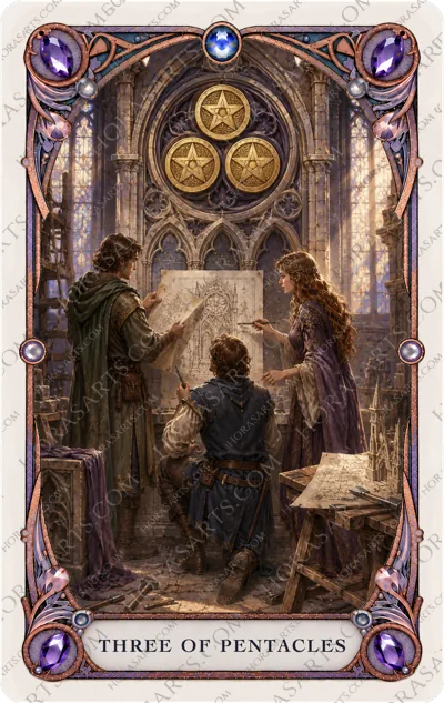 ไพ่ Three of Pentacles