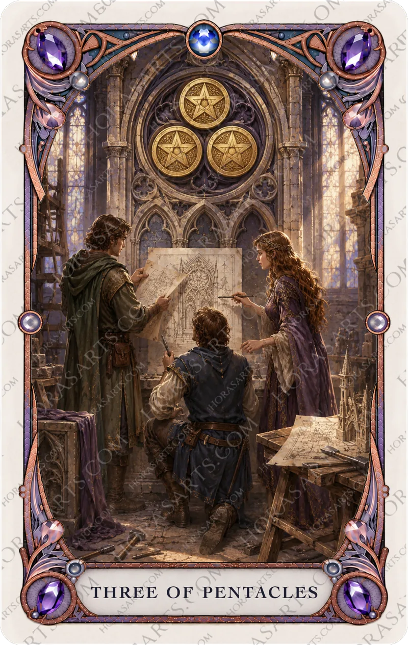 ไพ่ Three of Pentacles